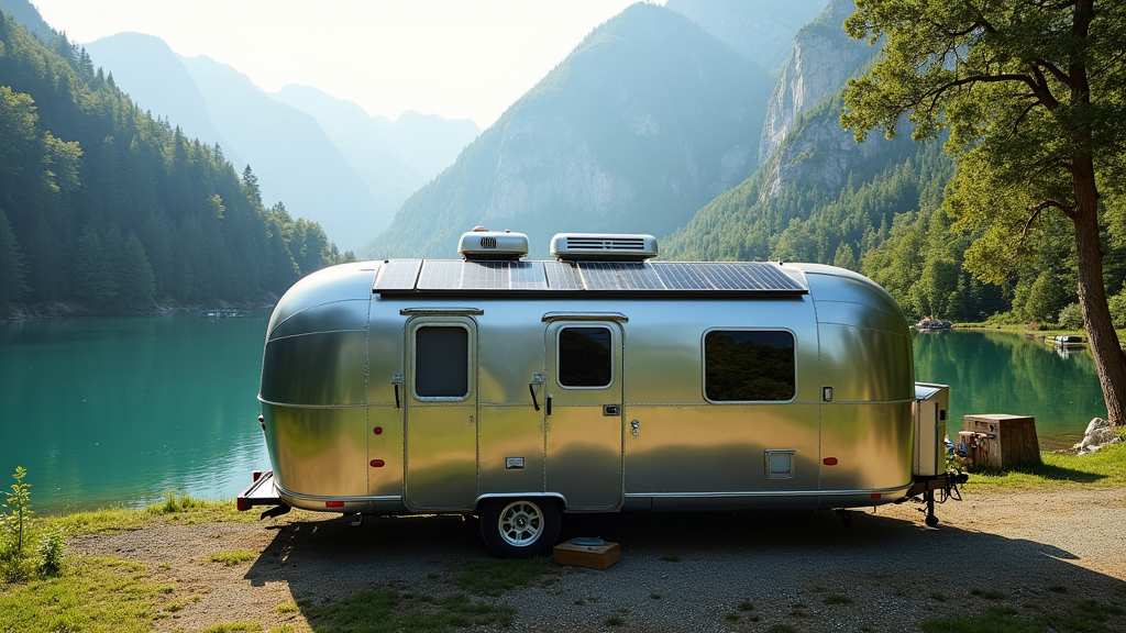 Airstream parked in nature