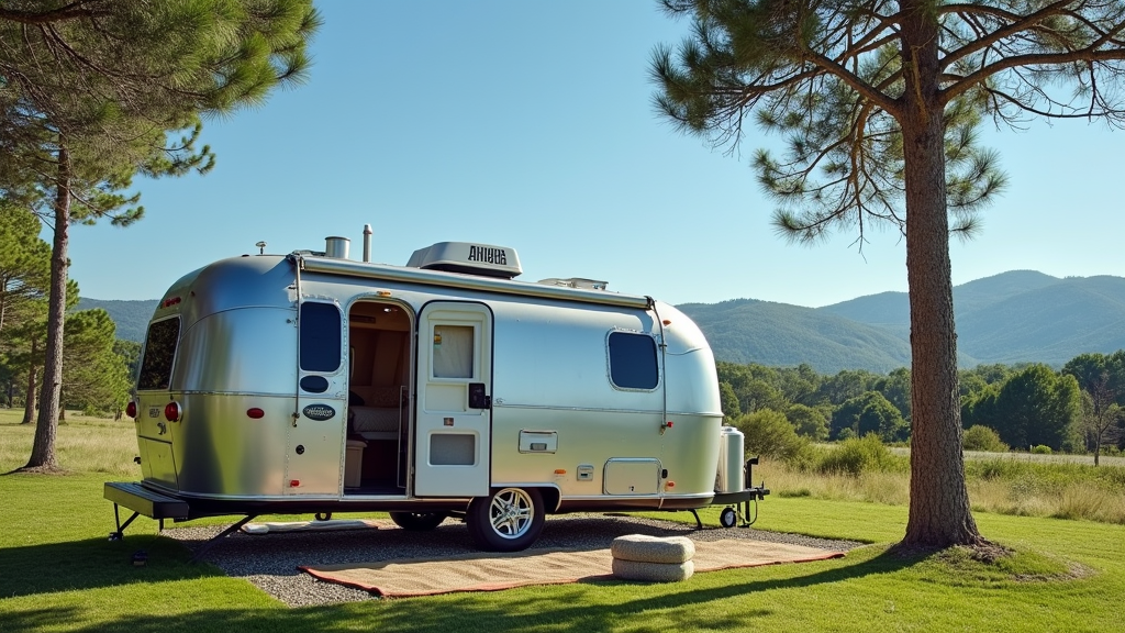 Cozy Airstream interior with pet accessories