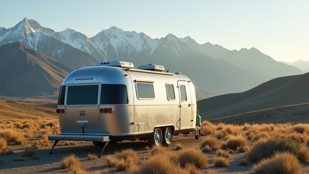 Airstream parked in a beautiful location