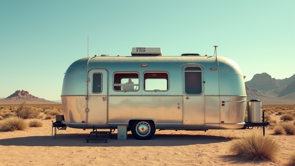 Airstream parked in a scenic location