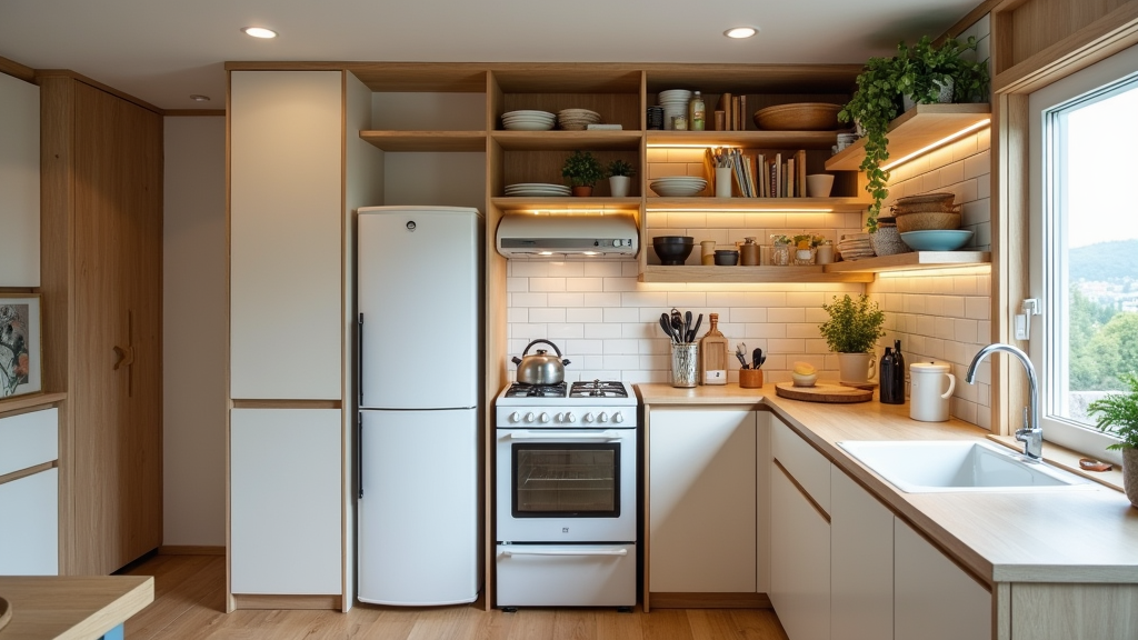 Compact kitchen storage solutions in an Airstream