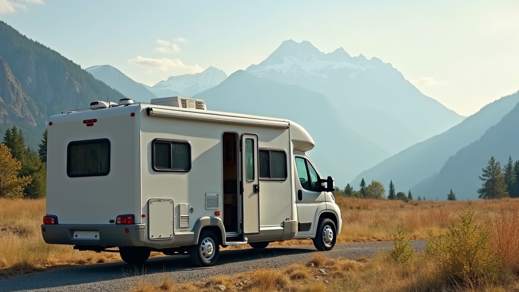 RV parked in a scenic area, ready for inspection